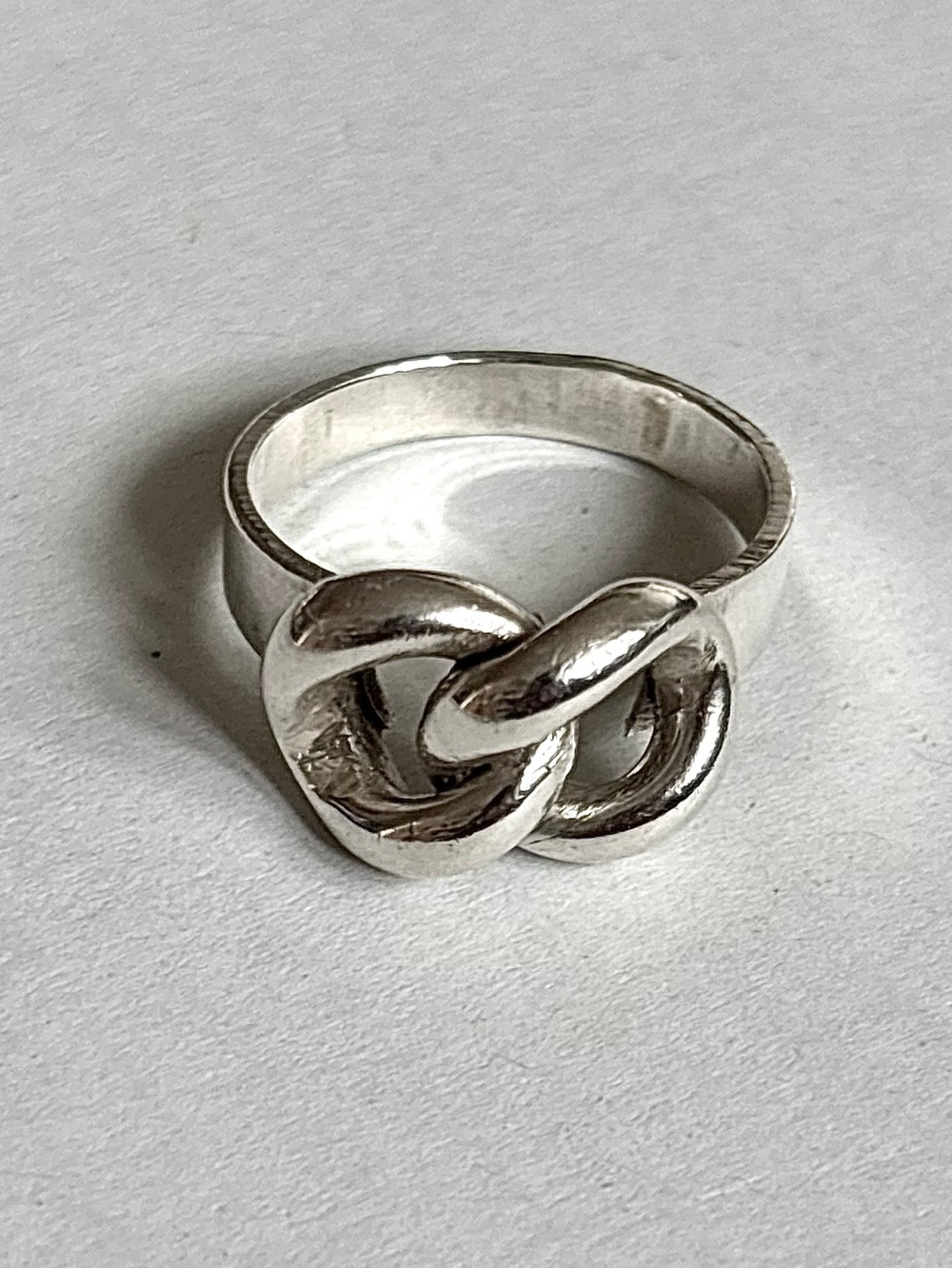 Vintage ORNO Polish Solid Silver Chain-Link Knot Ring – Mid-Century Modernist